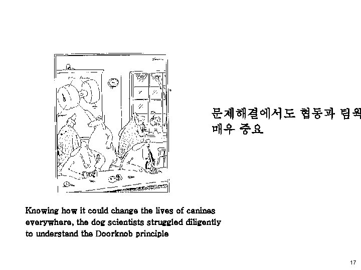 문제해결에서도 협동과 팀웍 매우 중요 Knowing how it could change the lives of canines