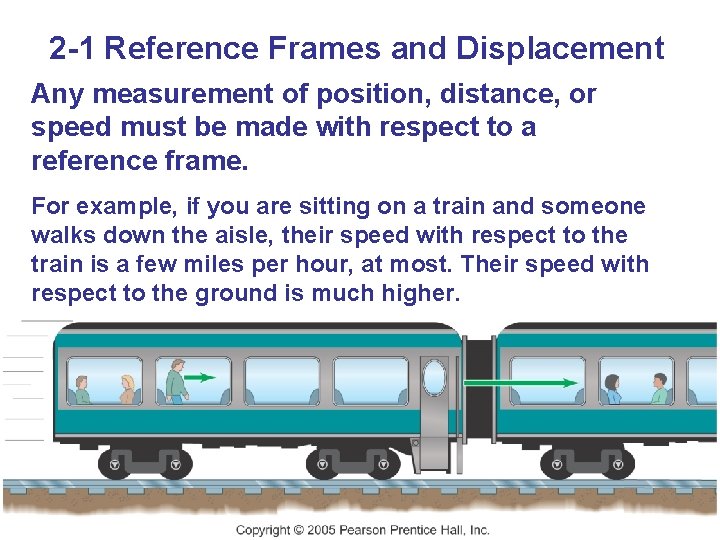2 -1 Reference Frames and Displacement Any measurement of position, distance, or speed must