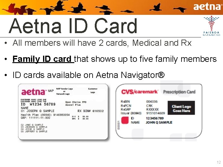 Aetna ID Card • All members will have 2 cards, Medical and Rx •