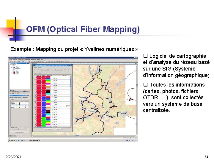 OFM (Optical Fiber Mapping) Exemple : Mapping du projet « Yvelines numériques » q