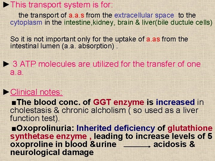 ►This transport system is for: the transport of a. a. s from the extracellular