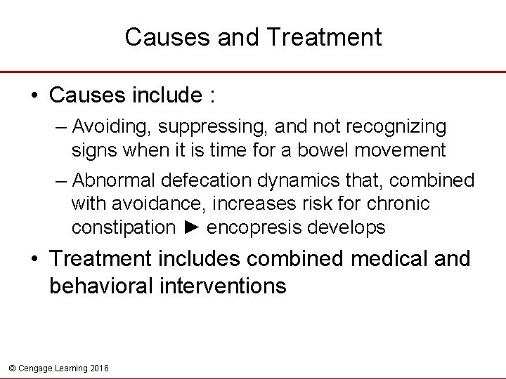 Causes and Treatment • Causes include : – Avoiding, suppressing, and not recognizing signs