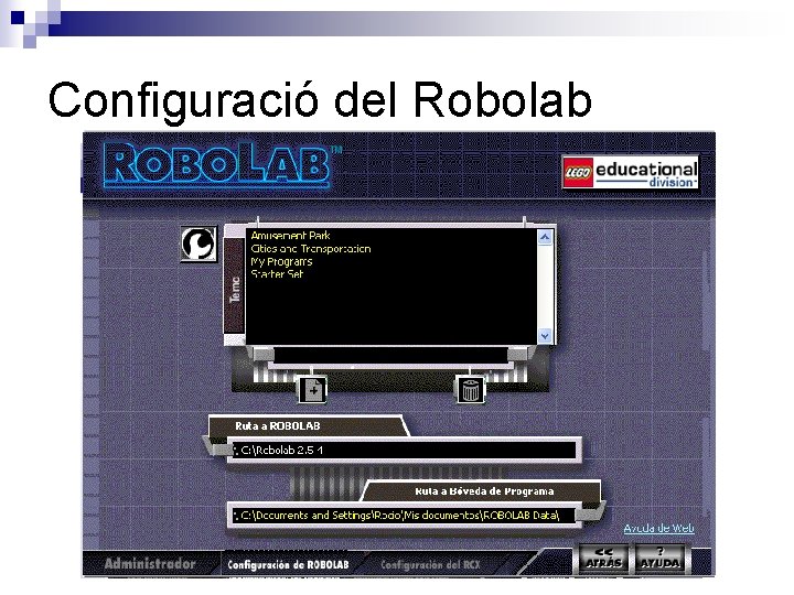 Configuració del Robolab 