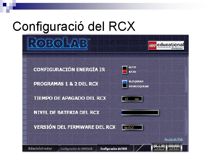 Configuració del RCX 