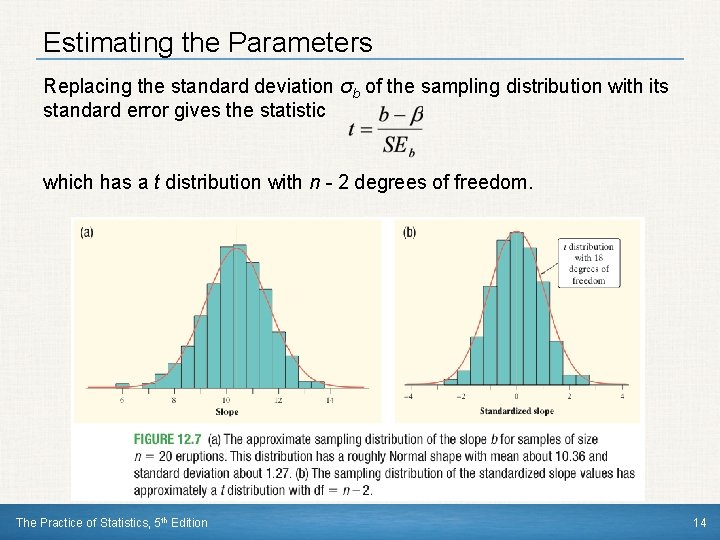 Estimating the Parameters Replacing the standard deviation σb of the sampling distribution with its