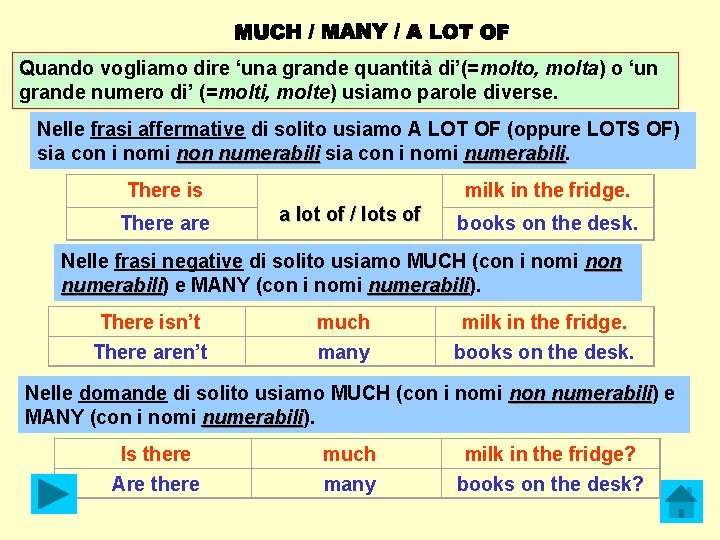 Quando vogliamo dire ‘una grande quantità di’(=molto, molta) o ‘un grande numero di’ (=molti,