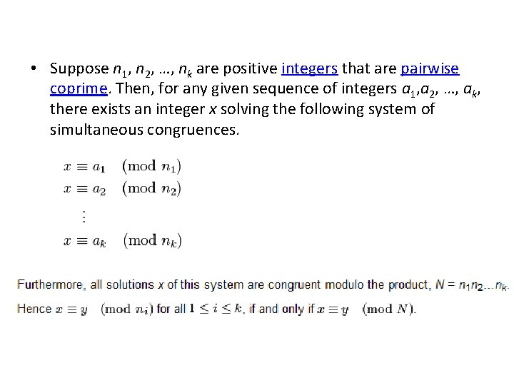  • Suppose n 1, n 2, …, nk are positive integers that are