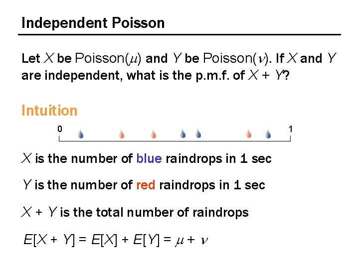 Independent Poisson Let X be Poisson(m) and Y be Poisson(n). If X and Y