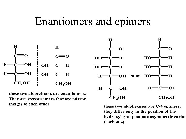 Enantiomers and epimers 