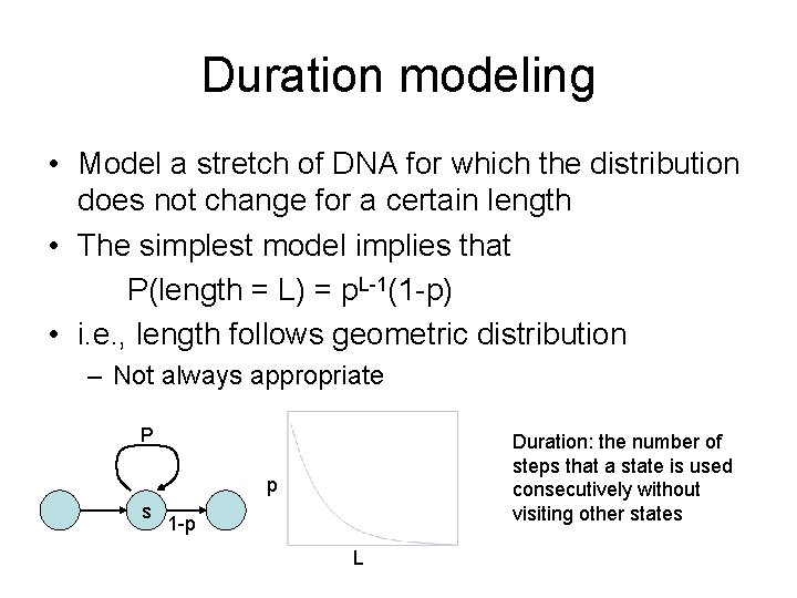 Duration modeling • Model a stretch of DNA for which the distribution does not