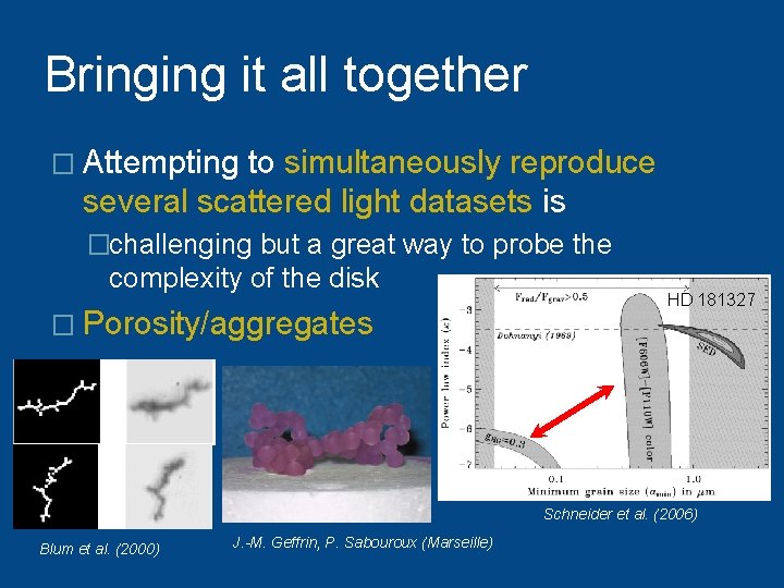 Bringing it all together � Attempting to simultaneously reproduce several scattered light datasets is