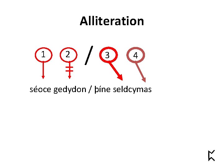 Alliteration 1 2 = / 3 4 séoce gedydon / þíne seldcymas 