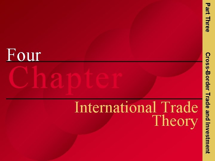 Part Three Chapter International Trade Theory Cross-Border Trade and Investment Four 