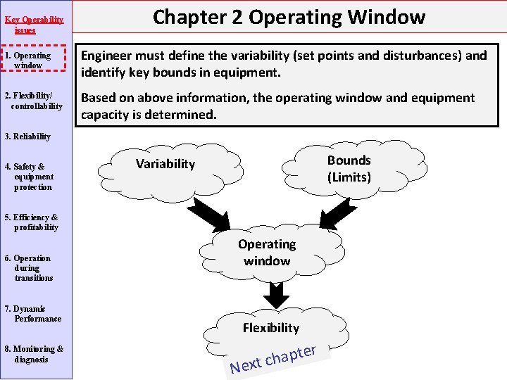 Key Operability issues Chapter 2 Operating Window 1. Operating window Engineer must define the Key Operability issues Chapter 2 Operating Window 1. Operating window Engineer must define the