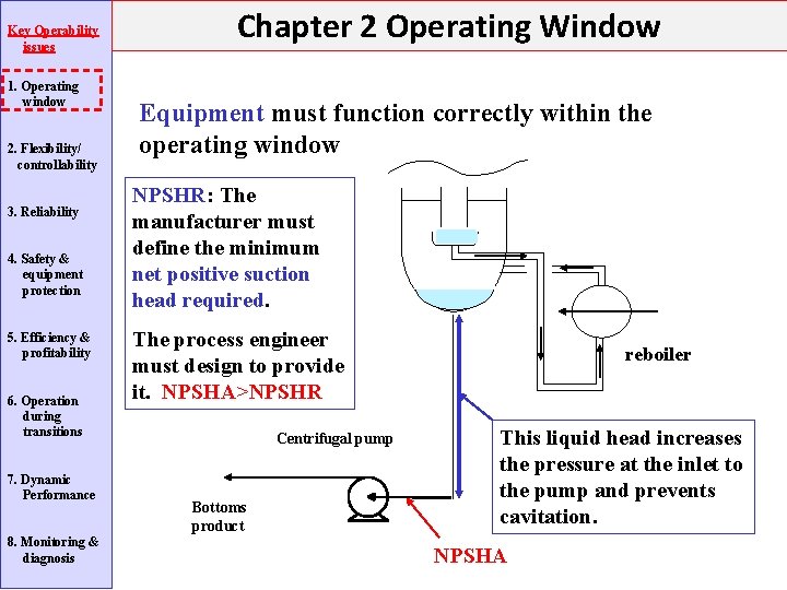 Key Operability issues 1. Operating window 2. Flexibility/ controllability 3. Reliability 4. Safety & Key Operability issues 1. Operating window 2. Flexibility/ controllability 3. Reliability 4. Safety &