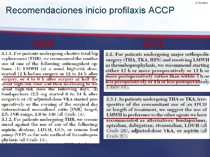 JI Arcelus Recomendaciones inicio profilaxis ACCP 2008 2012 