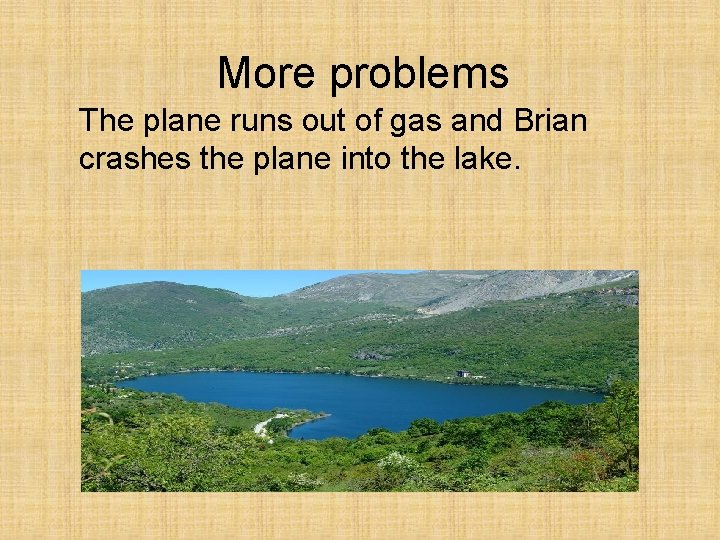 More problems The plane runs out of gas and Brian crashes the plane into