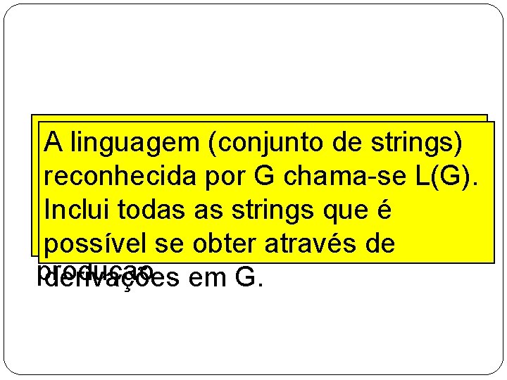 Deriva-se strings de uma A linguagem (conjunto de strings) gramática a partir seu símbolo