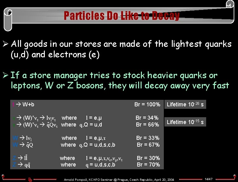 Particles Do Like to Decay Ø All goods in our stores are made of