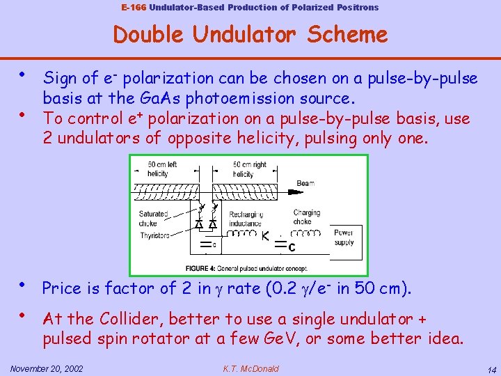 E-166 Undulator-Based Production of Polarized Positrons Double Undulator Scheme • • Sign of e-