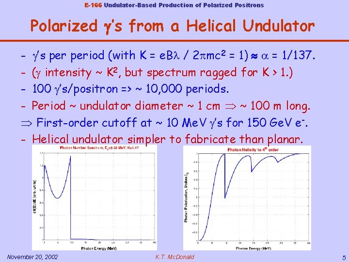 E-166 Undulator-Based Production of Polarized Positrons Polarized g’s from a Helical Undulator - ’s
