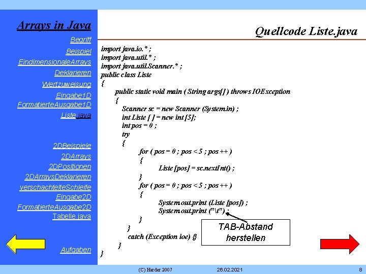Arrays in Java Quellcode Liste. java Begriff Beispiel Eindimensionale. Arrays Deklarieren Wertzuweisung Eingabe 1