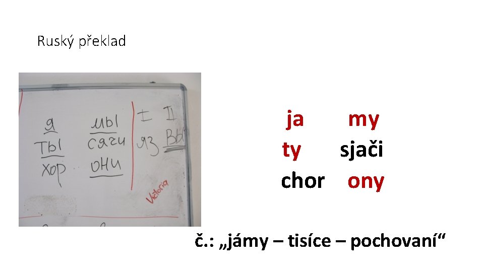 Ruský překlad ja my ty sjači chor ony č. : „jámy – tisíce –