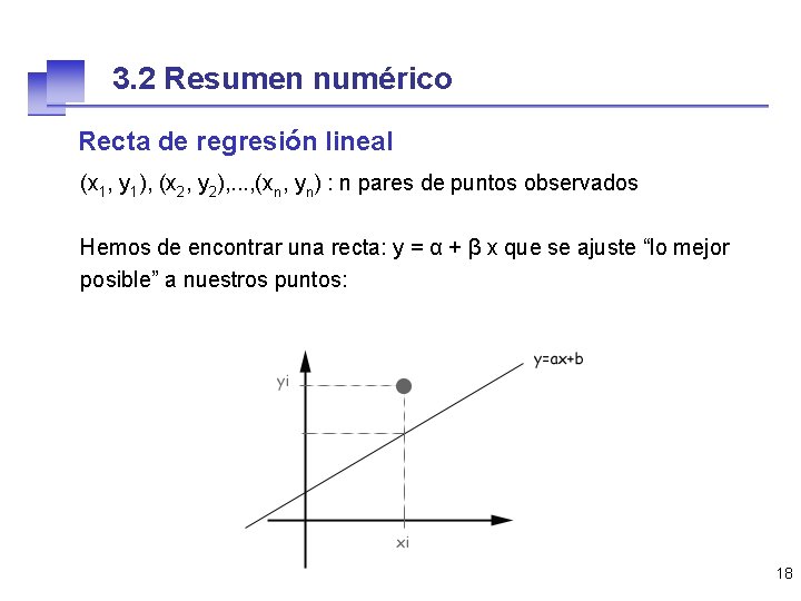 3. 2 Resumen numérico Recta de regresión lineal (x 1, y 1), (x 2,