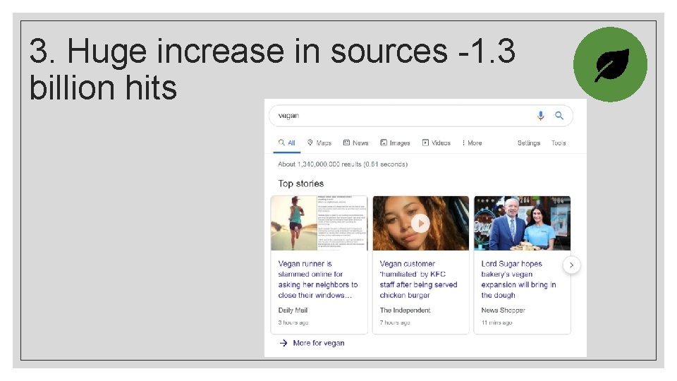 3. Huge increase in sources -1. 3 billion hits 