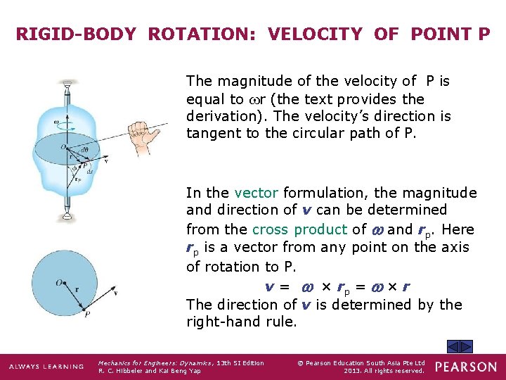 RIGID-BODY ROTATION: VELOCITY OF POINT P The magnitude of the velocity of P is