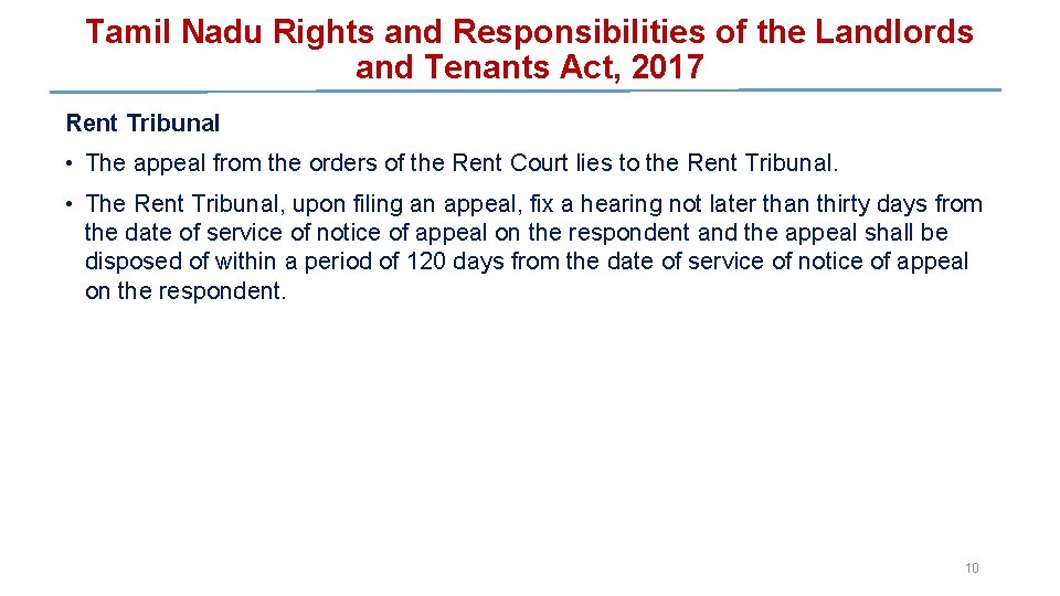 Tamil Nadu Rights and Responsibilities of the Landlords and Tenants Act, 2017 Rent Tribunal