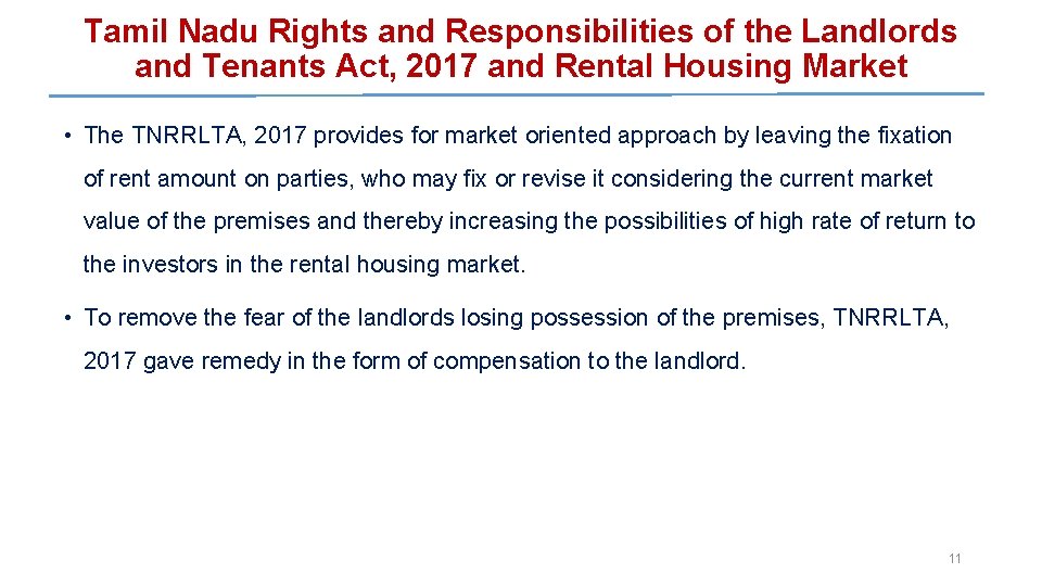 Tamil Nadu Rights and Responsibilities of the Landlords and Tenants Act, 2017 and Rental