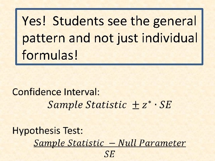 Yes! Students see the general pattern and not just individual formulas! 