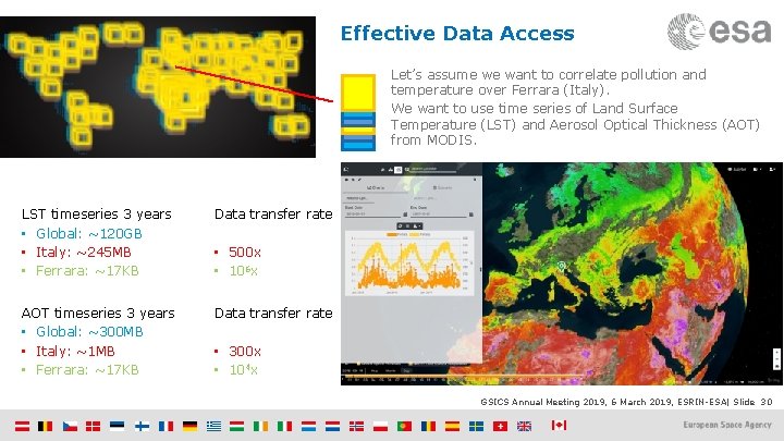 Effective Data Access Let’s assume we want to correlate pollution and temperature over Ferrara