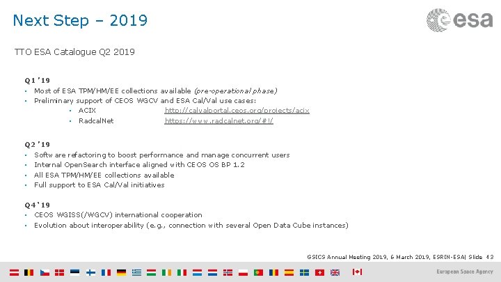 Next Step – 2019 TTO ESA Catalogue Q 2 2019 Q 1 ’ 19