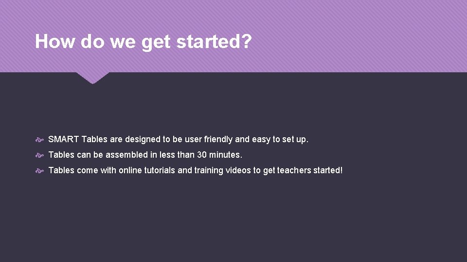 How do we get started? SMART Tables are designed to be user friendly and