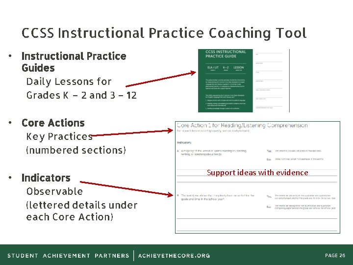 CCSS Instructional Practice Coaching Tool • Instructional Practice Guides Daily Lessons for Grades K