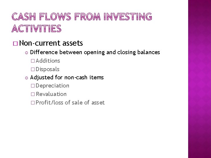 � Non-current assets Difference between opening and closing balances � Additions � Disposals Adjusted