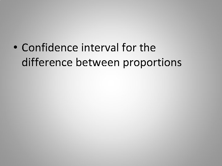  • Confidence interval for the difference between proportions 
