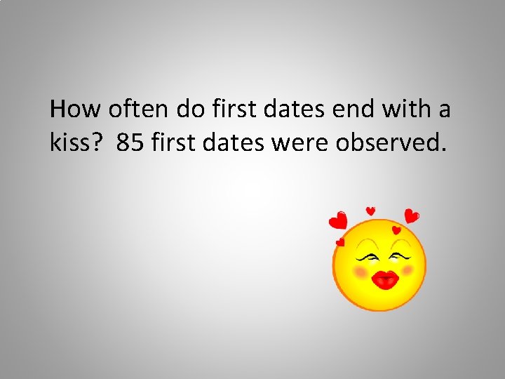 How often do first dates end with a kiss? 85 first dates were observed.