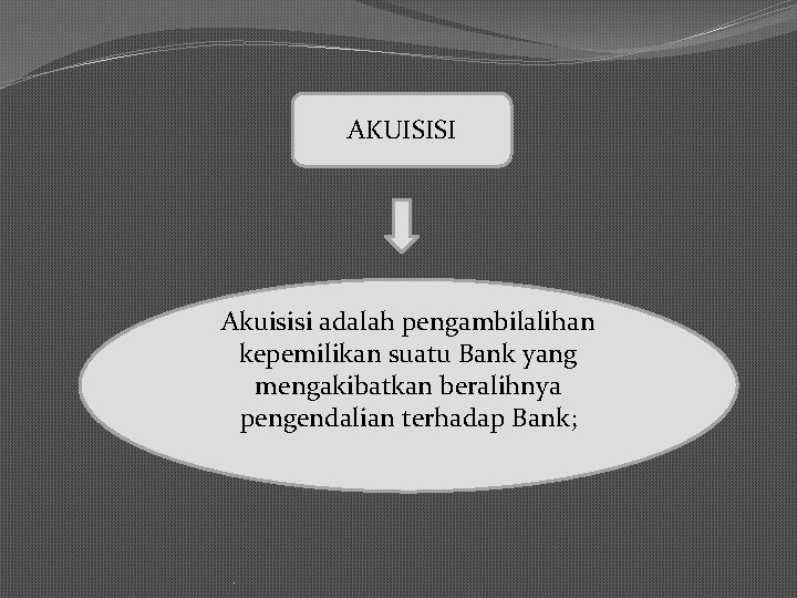 AKUISISI Akuisisi adalah pengambilalihan kepemilikan suatu Bank yang mengakibatkan beralihnya pengendalian terhadap Bank; .