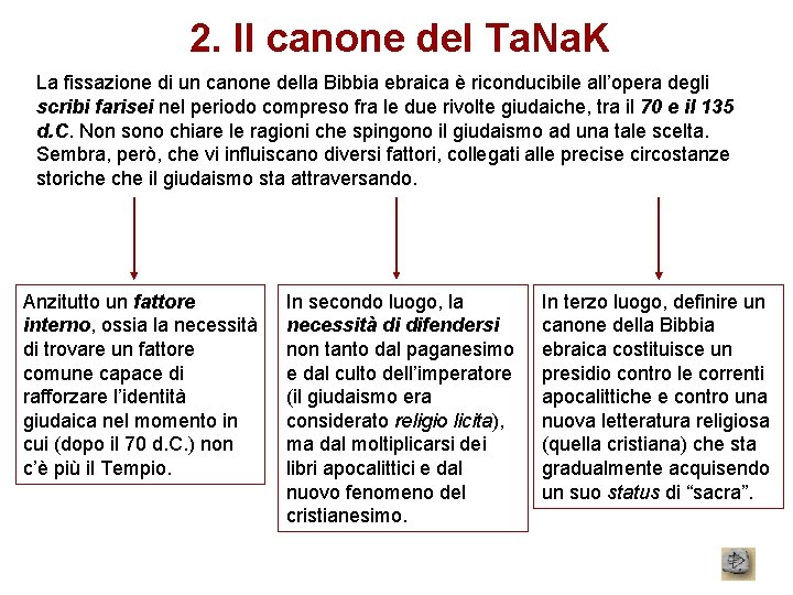 2. Il canone del Ta. Na. K La fissazione di un canone della Bibbia