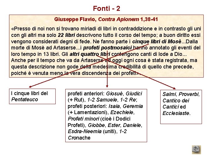 Fonti - 2 Giuseppe Flavio, Contra Apionem 1, 38 -41 «Presso di non si