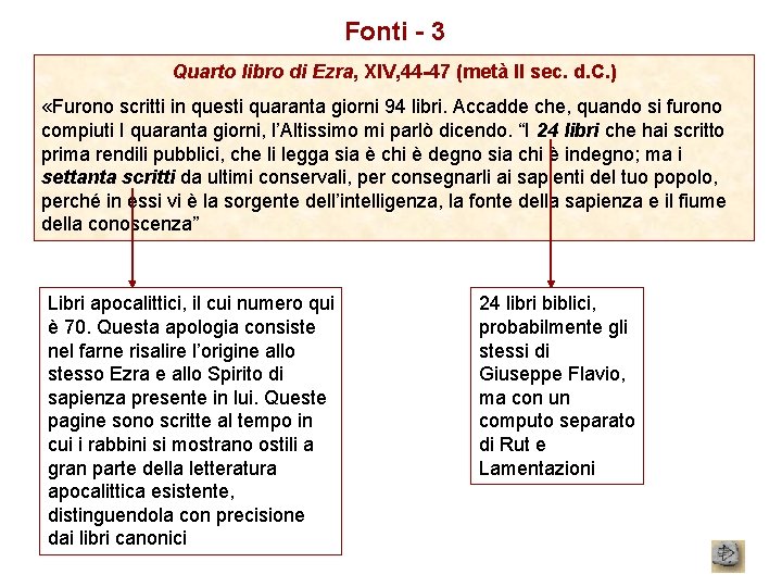 Fonti - 3 Quarto libro di Ezra, XIV, 44 -47 (metà II sec. d.