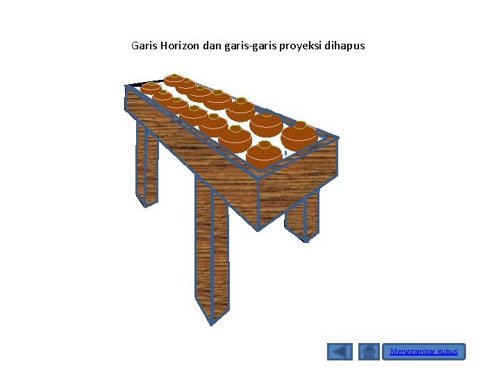 Garis Horizon dan garis-garis proyeksi dihapus Menggambar kubus 