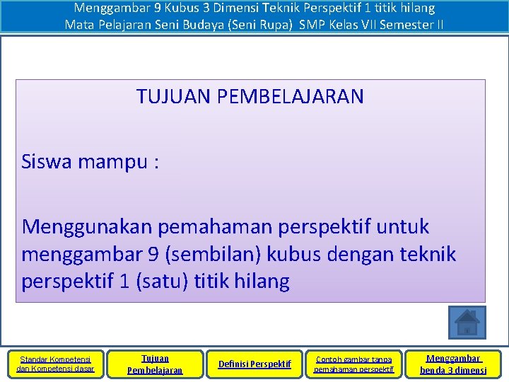 Menggambar 9 Kubus 3 Dimensi Teknik Perspektif 1 titik hilang Mata Pelajaran Seni Budaya