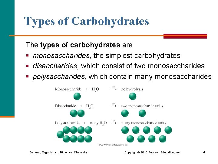 Types of Carbohydrates The types of carbohydrates are § monosaccharides, the simplest carbohydrates §