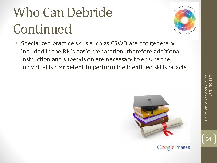 Who Can Debride Continued South West Regional Wound Care Program • Specialized practice skills