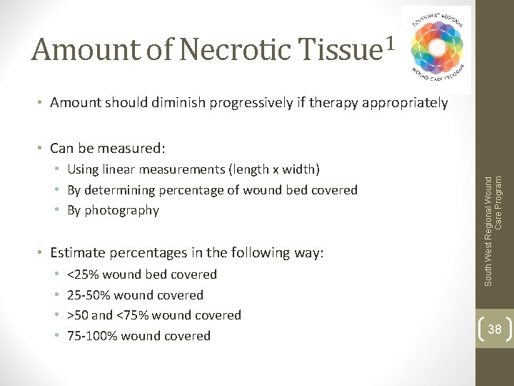 Amount of Necrotic Tissue 1 • Amount should diminish progressively if therapy appropriately •