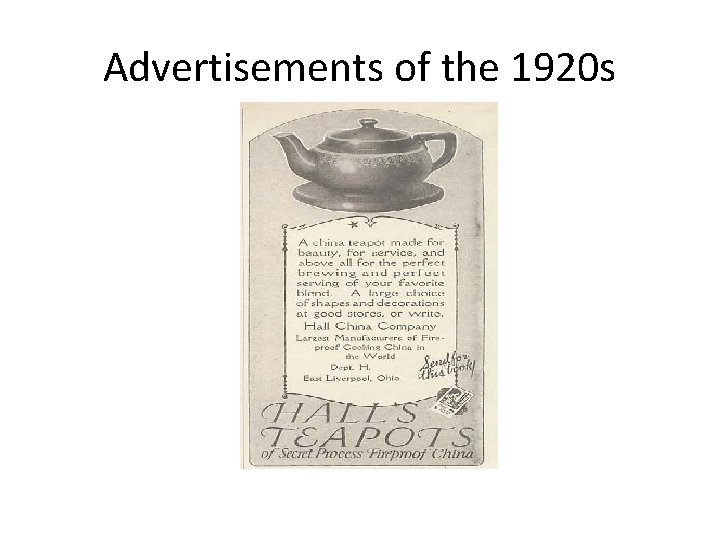 Advertisements of the 1920 s 